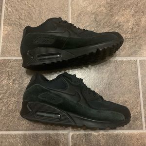 Nike Women's Air Max 90 Triple Black Suede Athletic Running Shoe